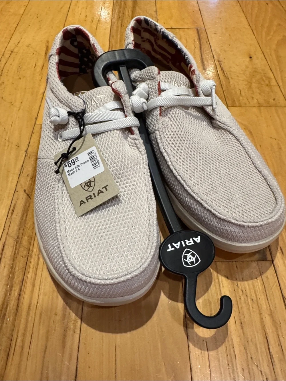 Ariat Cream Knit Slip-On Shoes with Flag Lining